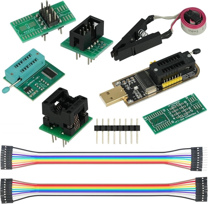 MTDELE 1 Sets CH341A Programmer Compatible with for EEPROM Programmer 24 25 Series Kit（CH341A + SOIC8 Clip + 1.8V Adapter + SOIC8 Adapter） - Image 1